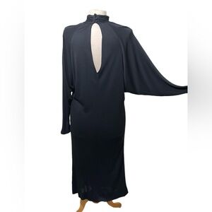 Chic 60s Vintage Long Sleeve Black crepe Dress ,slit back 8